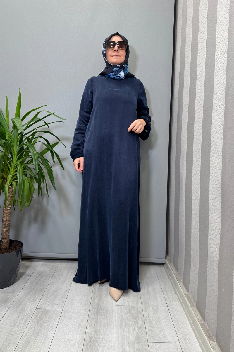 Miss Dalida Cupro İpek Elbise Lacivert T26K-4015