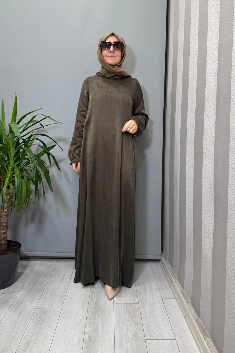 Miss Dalida Cupro İpek Elbise Haki T26K-4015