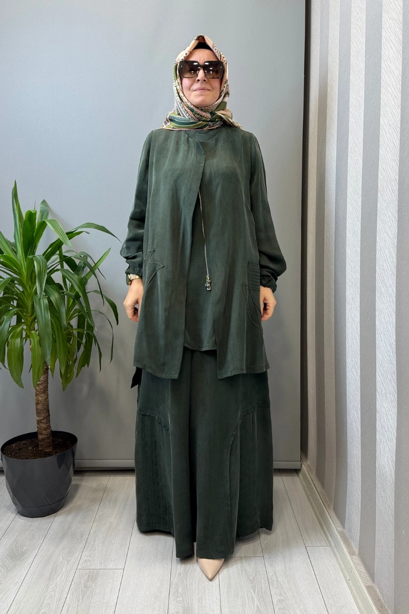 Misswhence Üçlü İpek Takım Yeşil 39208