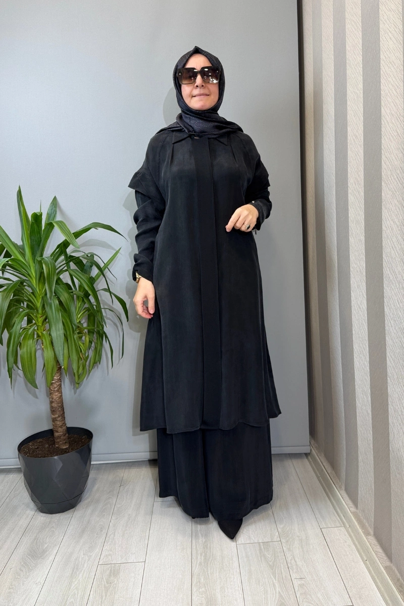 Miss Dalida Kol Detaylı Cupro Kap Siyah T26Y-8007