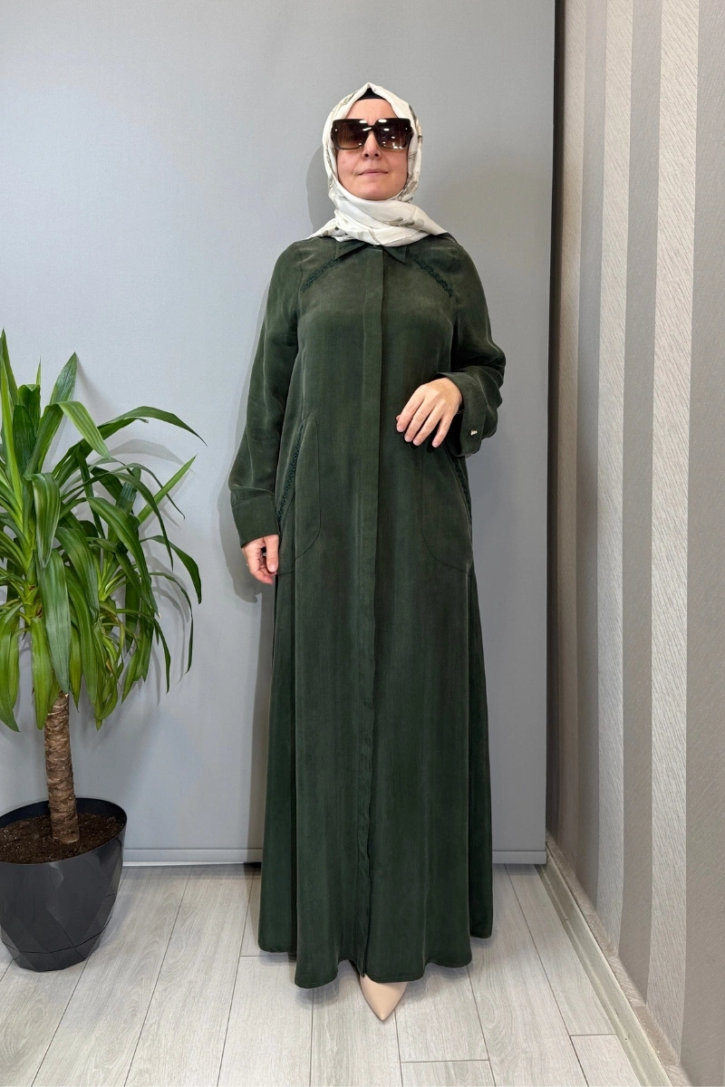 Miss Dalida Nakış Detaylı Cupro Kap Haki T26Y-8003