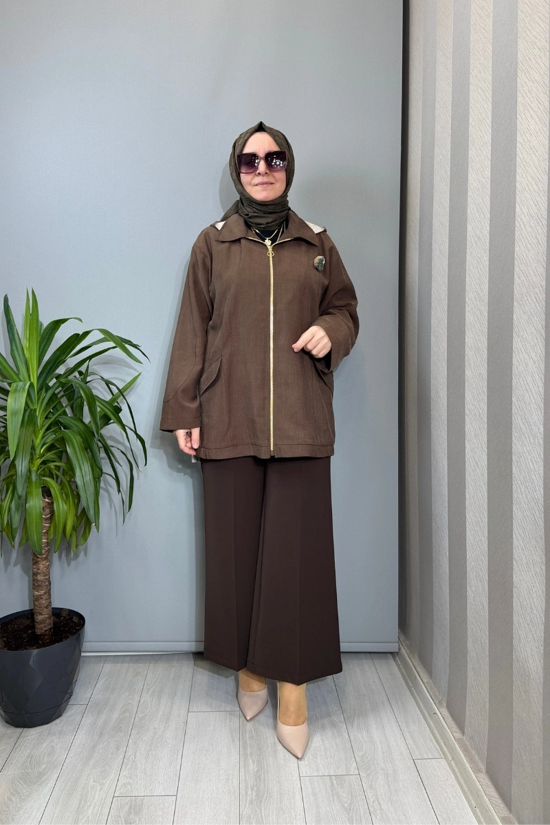 Ghisa Kirpi Aksesuar Detaylı Ceket Kahve 3610C3299
