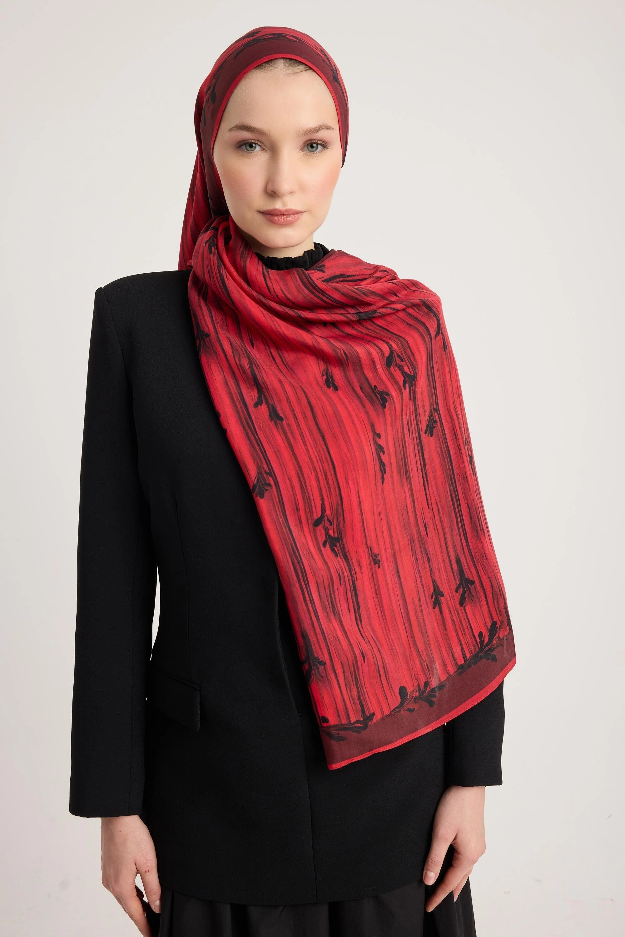 Maisa SUZEN FLOŞ VİSKON ŞAL 70*190 CM - MÜRDÜM