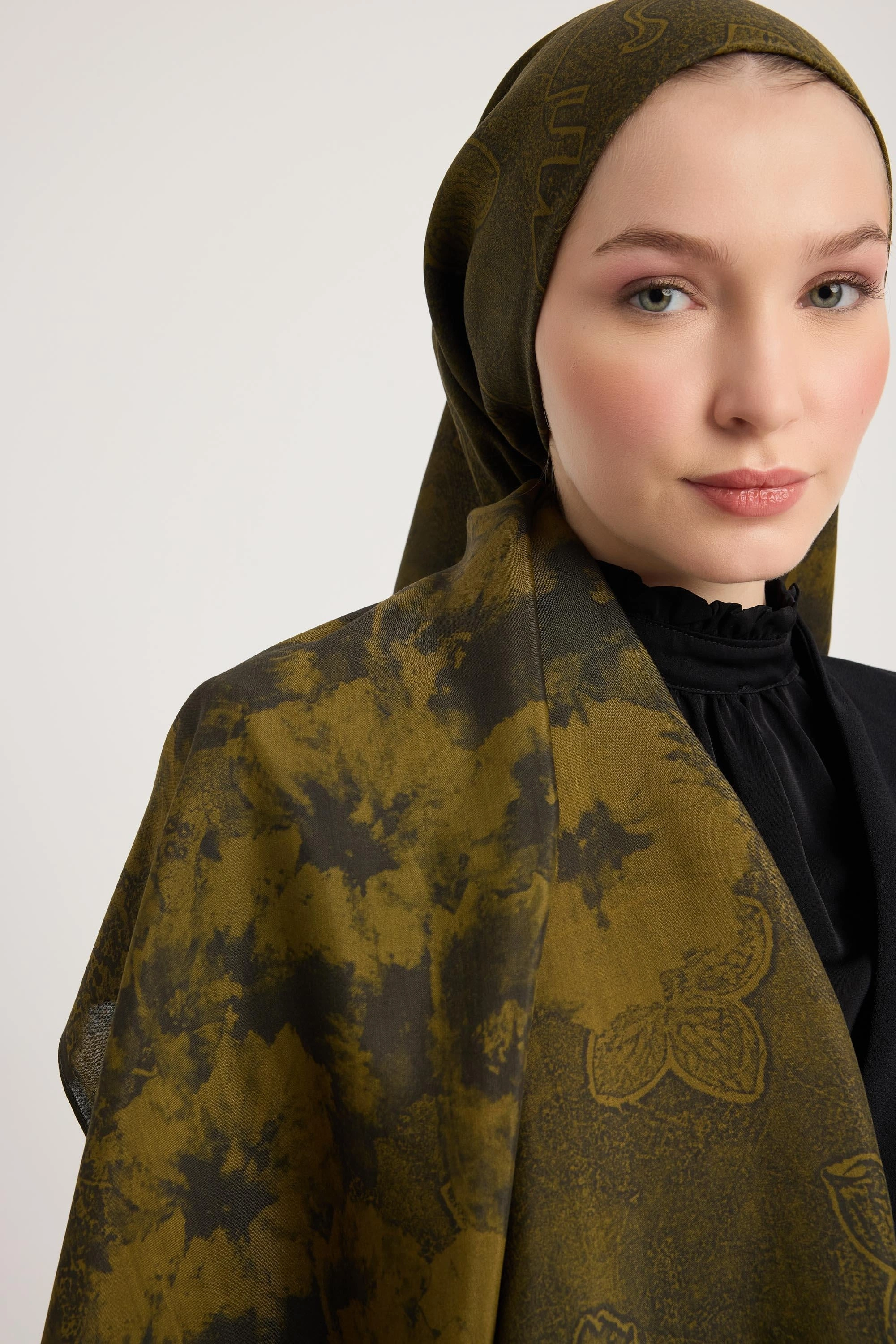 Maisa GÜLRUH FLOŞ VİSKON ŞAL 70*190 CM - HAKİ