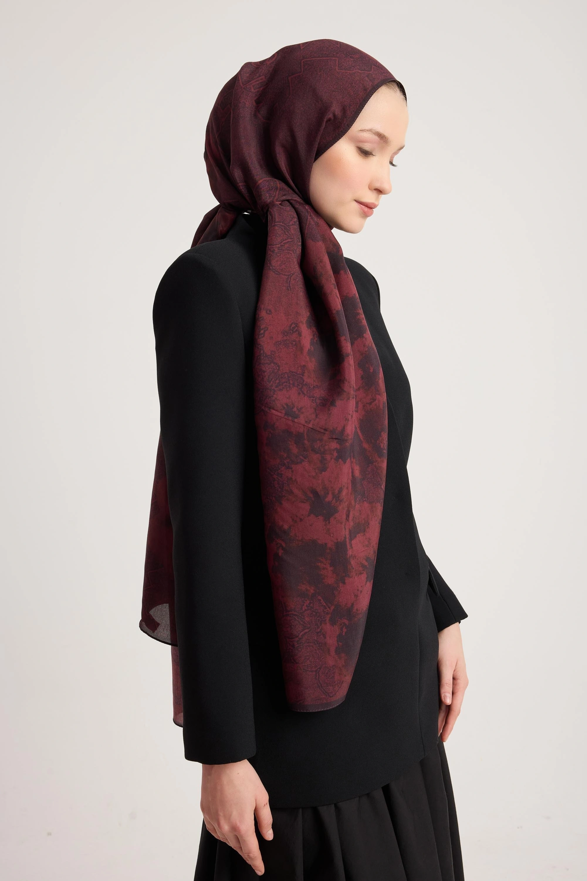 Maisa GÜLRUH FLOŞ VİSKON ŞAL 70*190 CM - MÜRDÜM