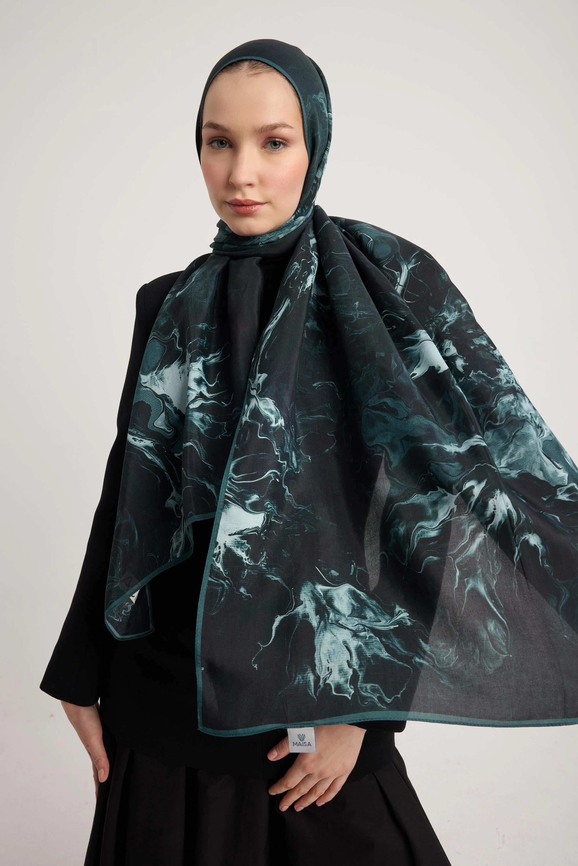 Maisa SABA FLOŞ VİSKON ŞAL 70*190 CM - SİYAH