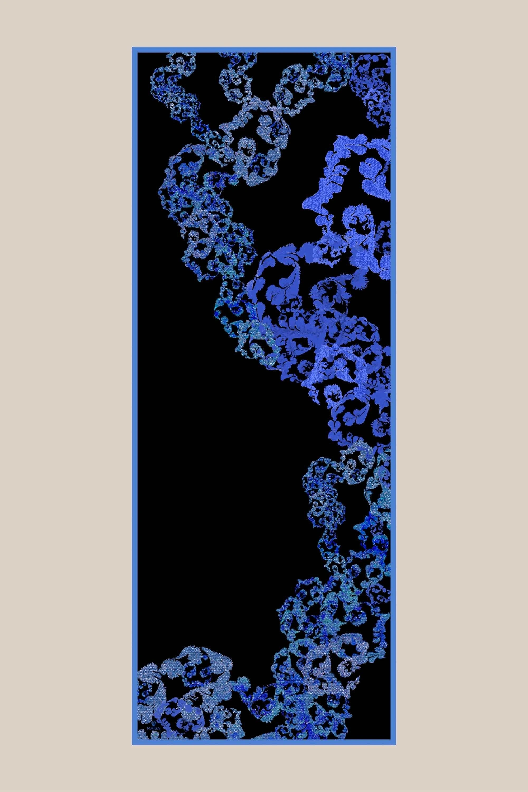 Maisa LAGÜN FLOŞ VİSKON ŞAL 70*190 CM - LACİVERT SİYAH