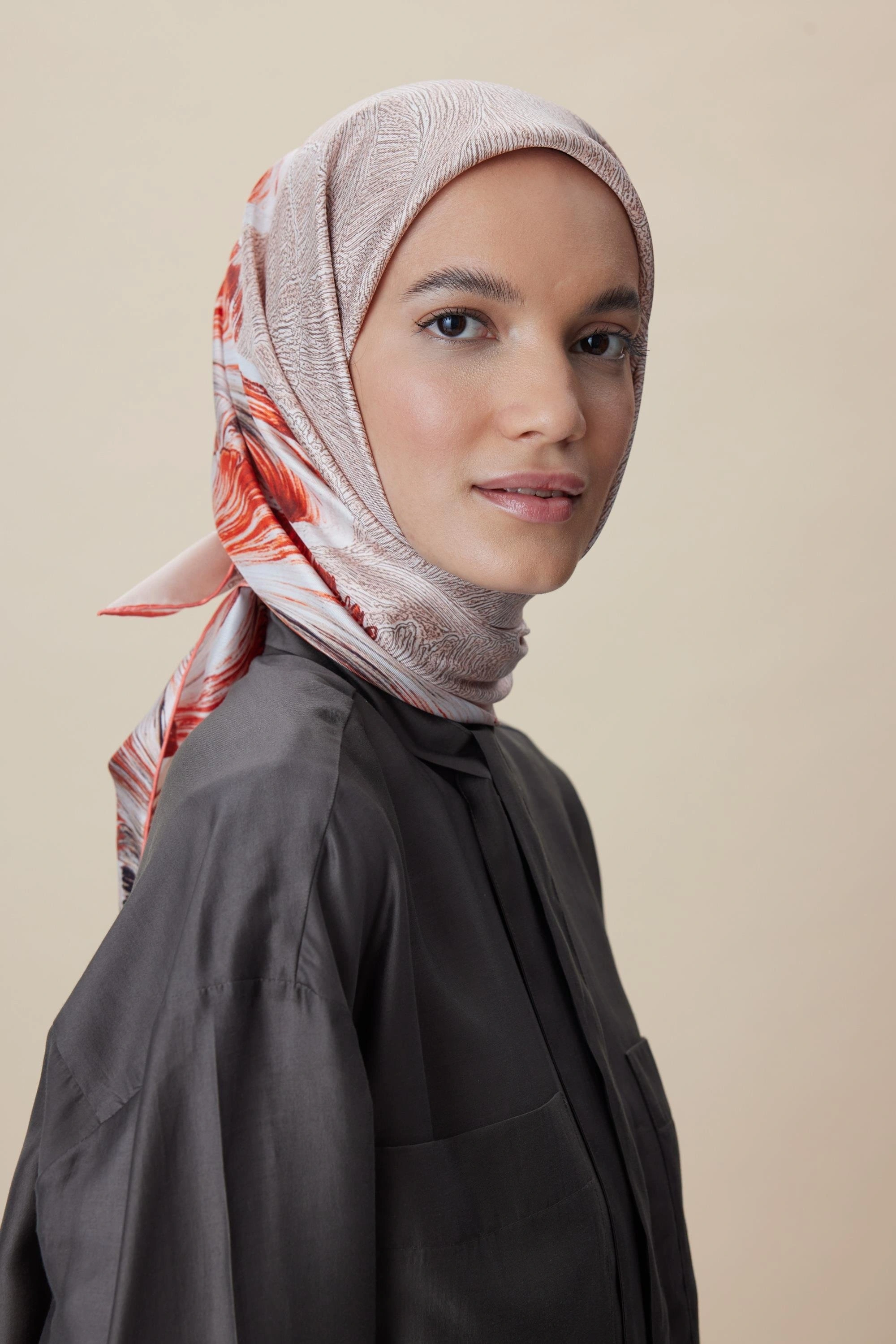 Maisa LUNA TİVİL İPEK EŞARP 90*90 CM - MERCAN