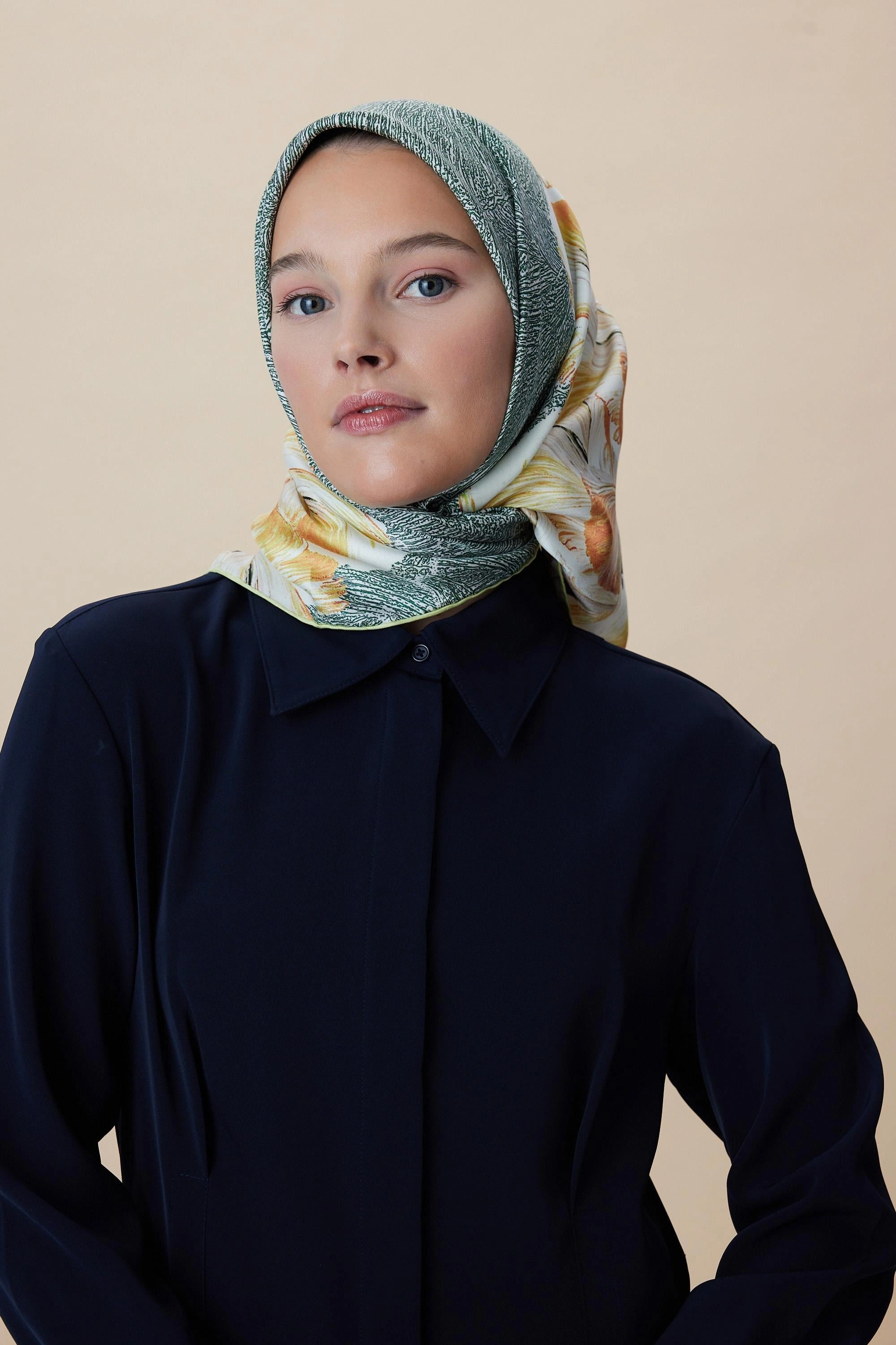 Maisa LUNA TİVİL İPEK EŞARP 90*90 CM - YEŞİL