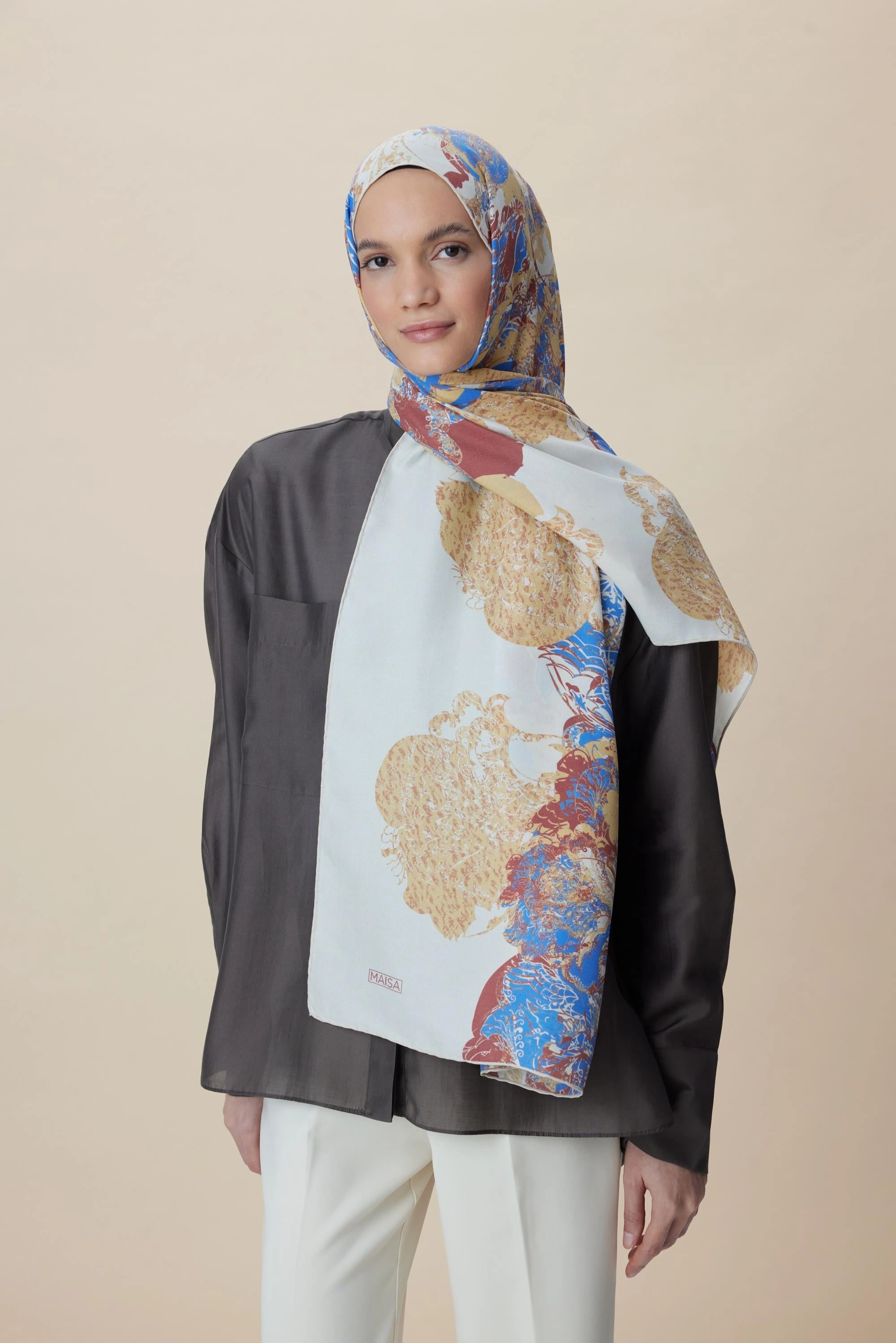 Maisa TUVANA PAMUK İPEK ŞAL 70*190 CM - BEJ