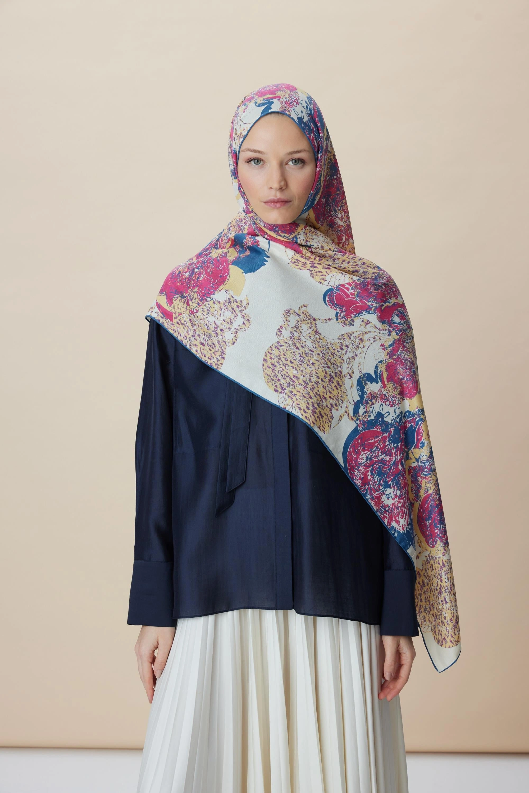 Maisa TUVANA PAMUK İPEK ŞAL 70*190 CM - NAR ÇİÇEĞİ