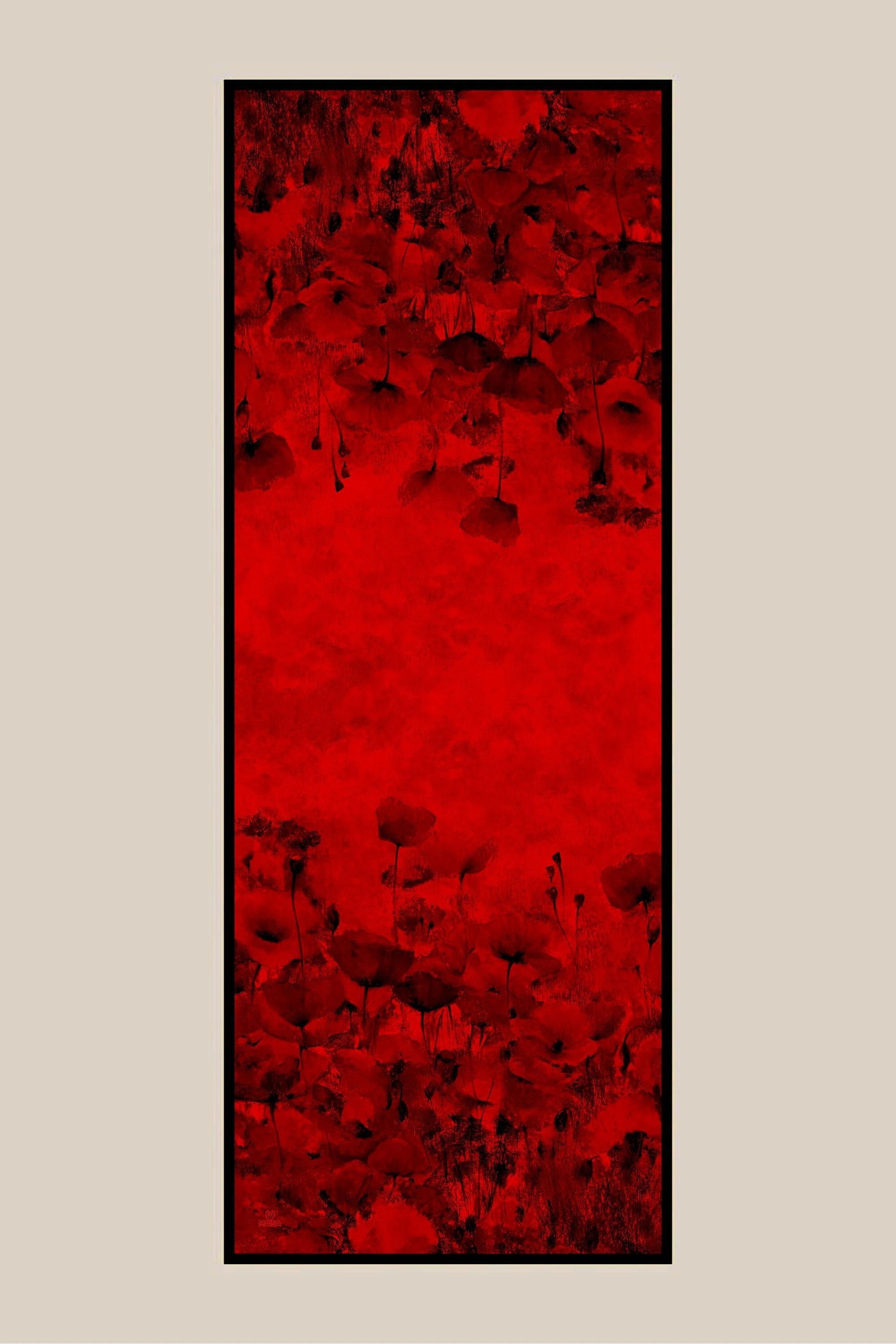 Maisa GELİNCİK KREP İPEK ŞAL 70*190 CM - KIRMIZI