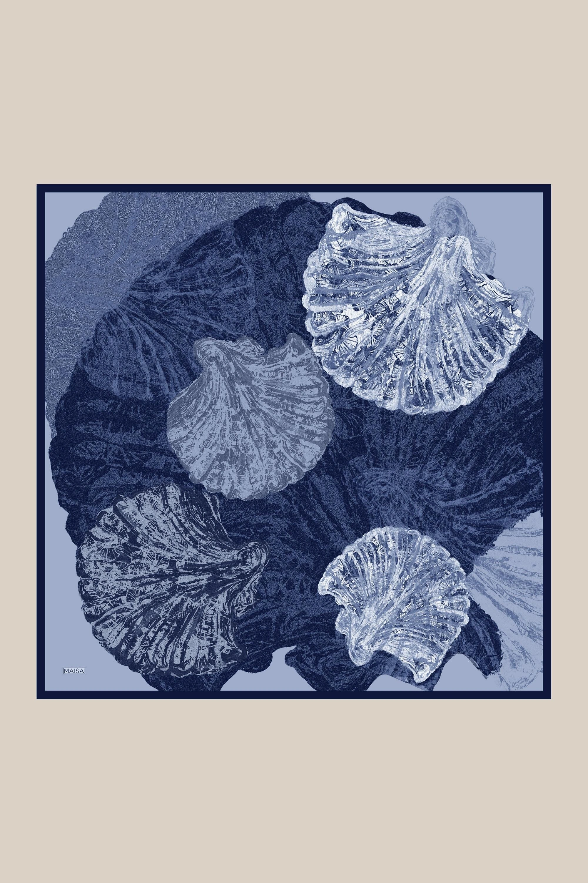 Maisa REVNAK TİVİL İPEK EŞARP 90*90 CM - LACİVERT