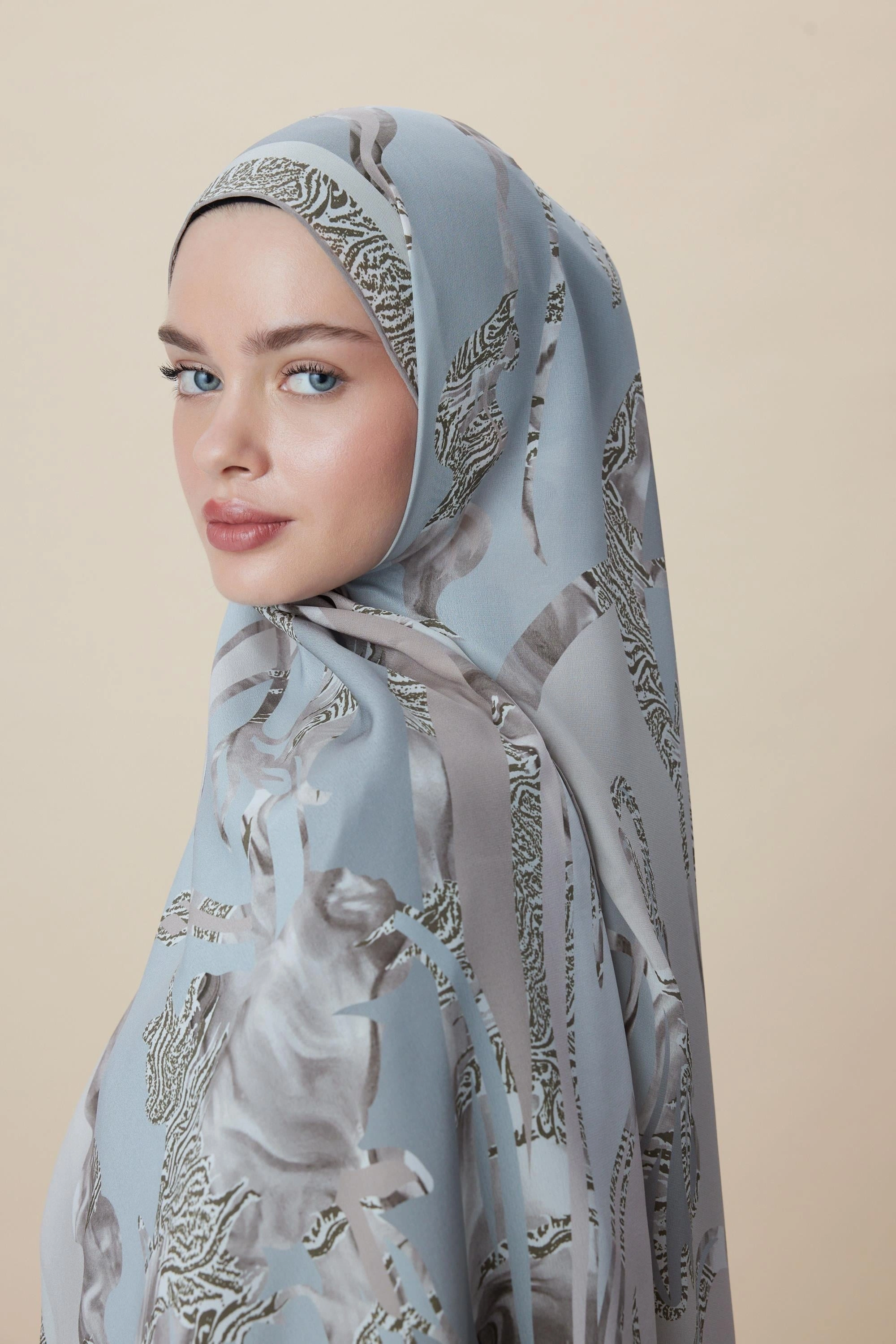 Maisa AYÇIL KREP İPEK ŞAL 70*190 CM - BUZ MAVİSİ