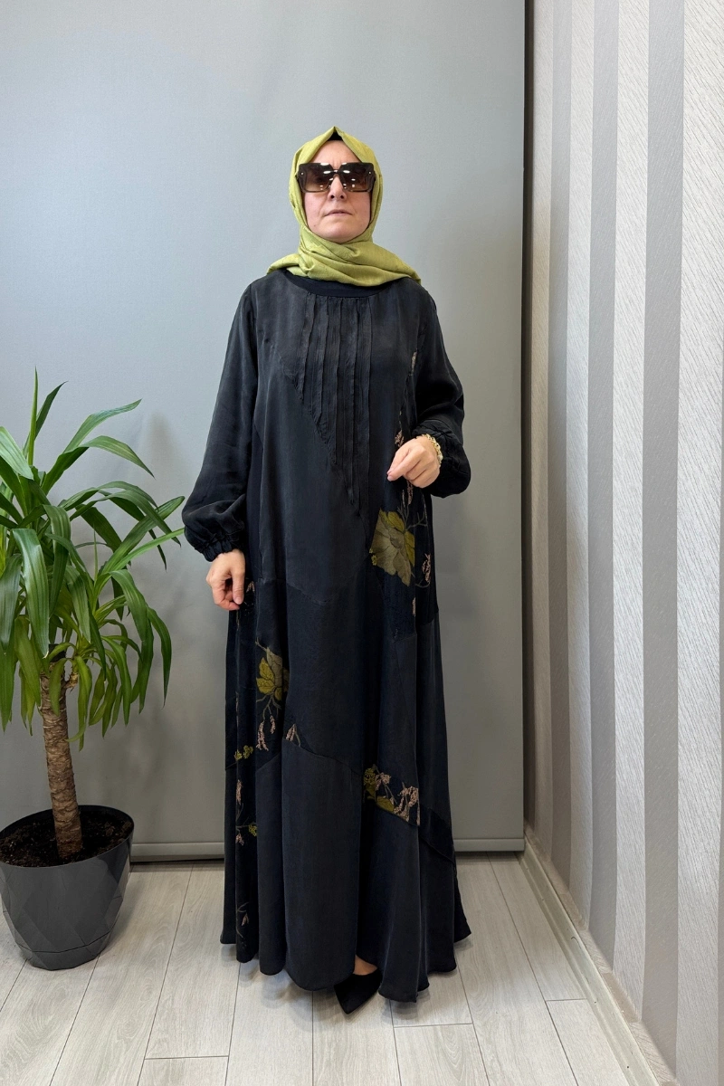 Misswhence Büyük Beden Cupro İpek Elbise Siyah V3310