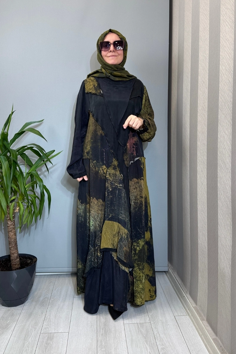 Misswhence Büyük Beden Cupro İpek Elbise Siyah V3350