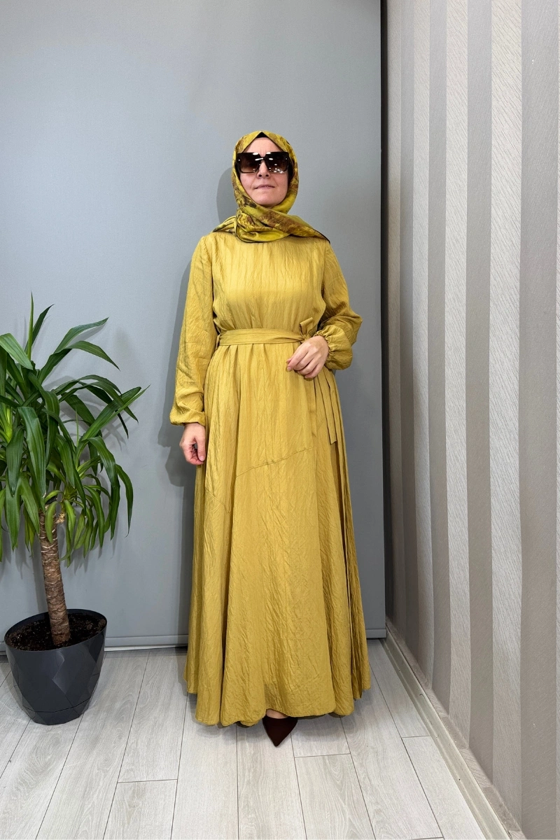 Misswhence Viscon Elbise Sarı 39844