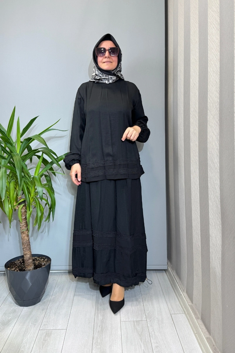 Misswhence Güpür Detaylı Takım Siyah 39010