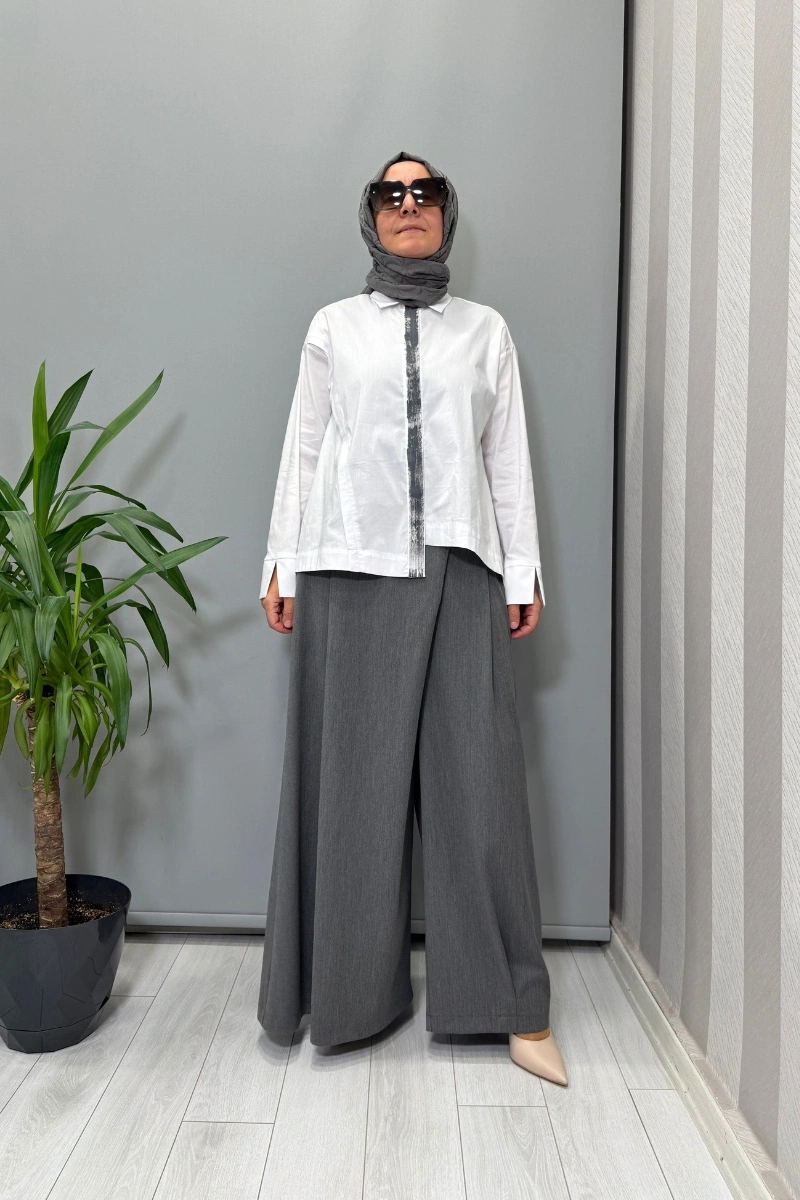 Almarwah Gömlek Etek/Pantolon Takım Gri 202884