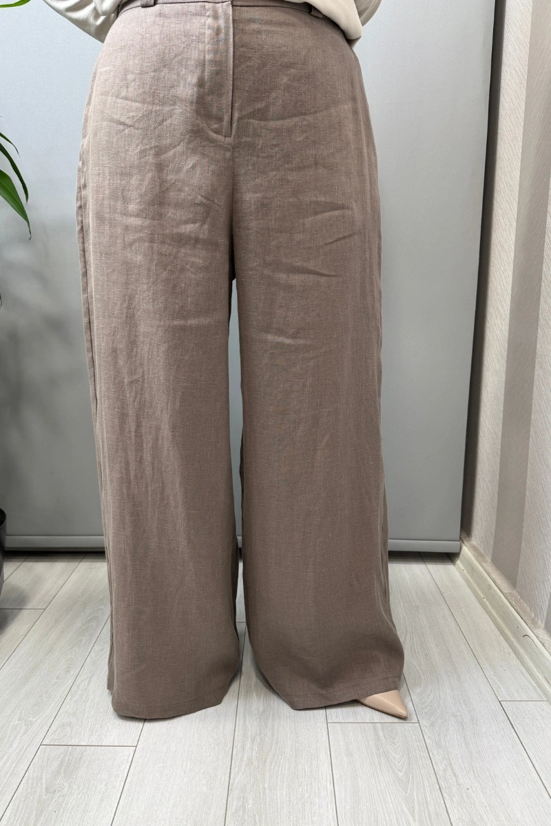 Almarwah Keten Pantolon Vizon 606119