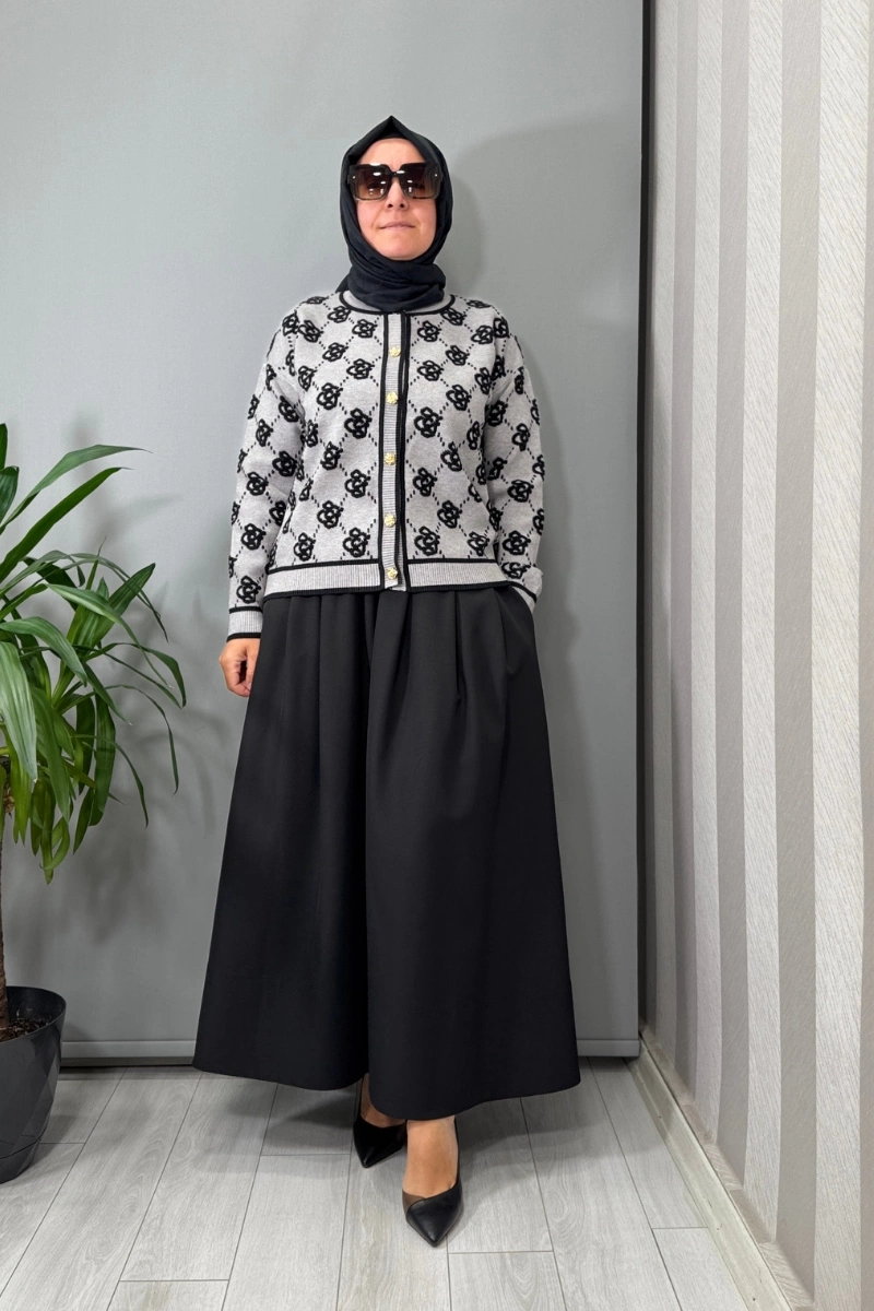 Ghisa Hırka Gri-Siyah 26KOBHRK3082