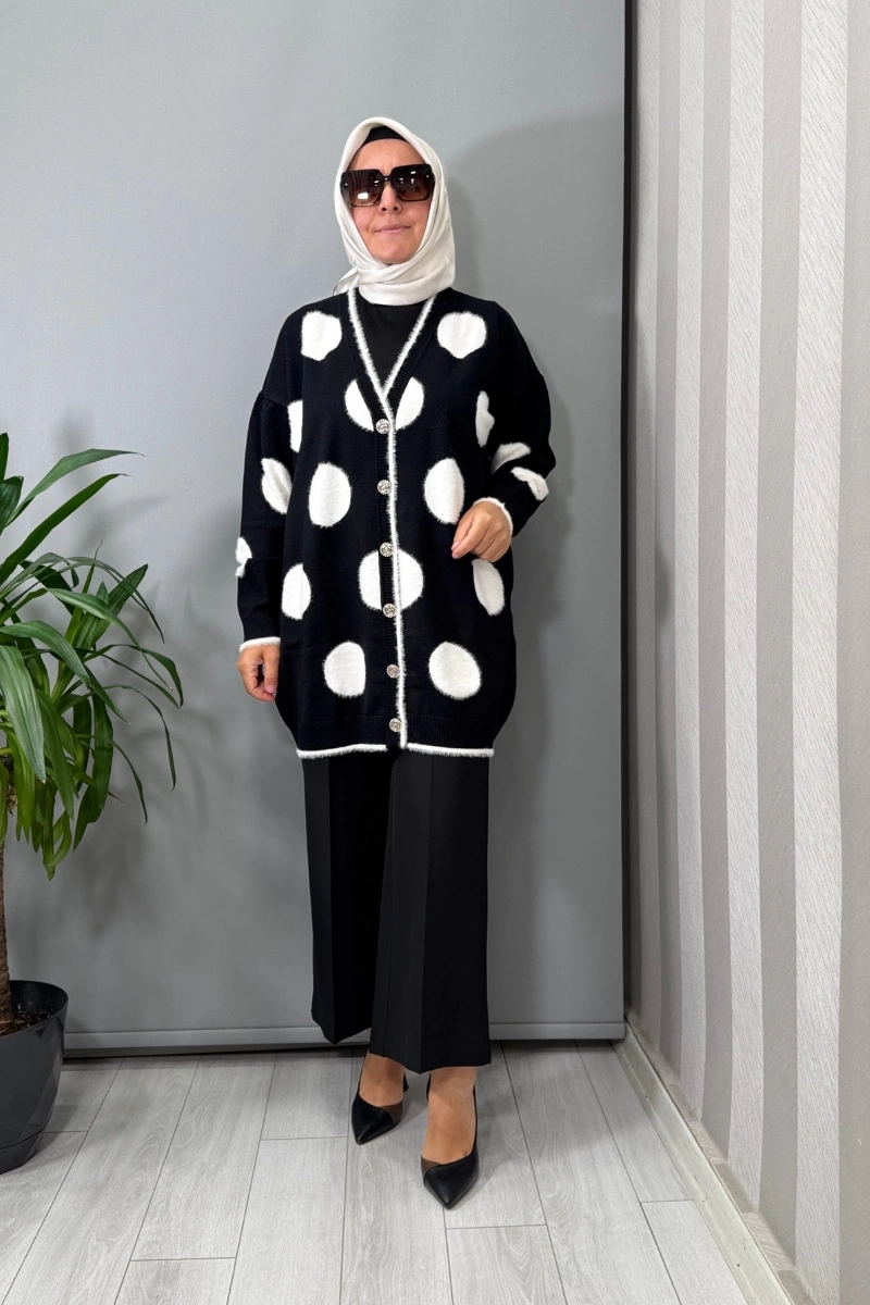 Ghisa Hırka Siyah-Ekru 26KOBHRK3085