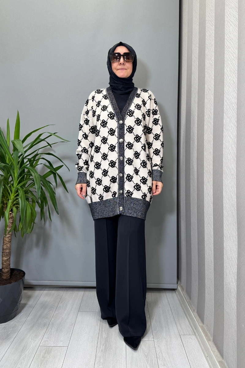 Ghisa Hırka Siyah-Ekru 26KOBHRK3347