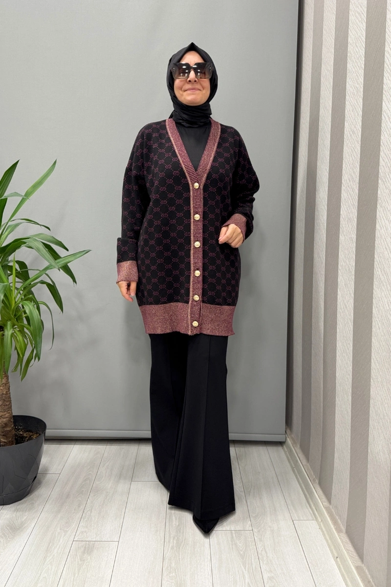 Ghisa Hırka Siyah-Mürdüm 26KOBHRK3083