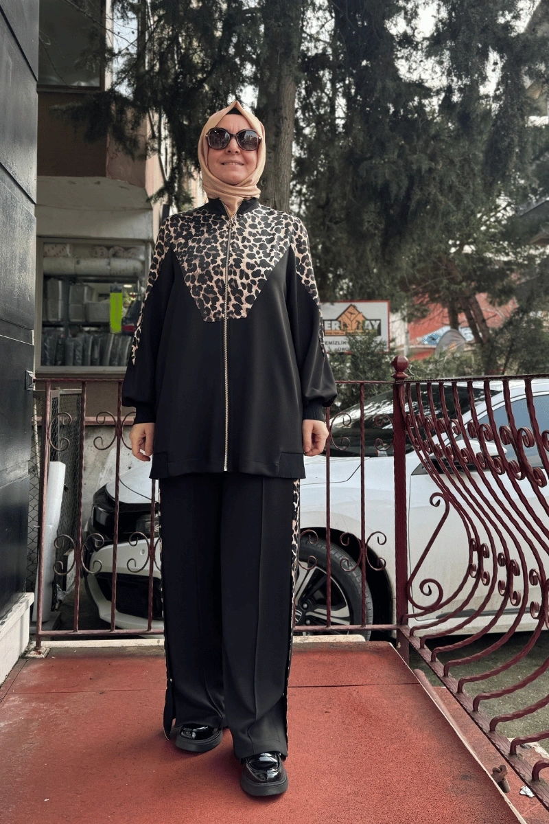 Ghisa Leopard Detailed Set Black 25YGSTKM4860