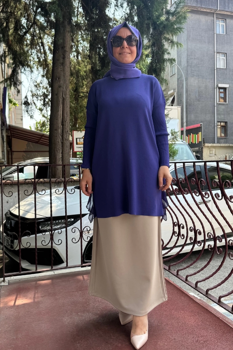 Ghisa Triko Tunik Morcivert 5KOBTNK4689