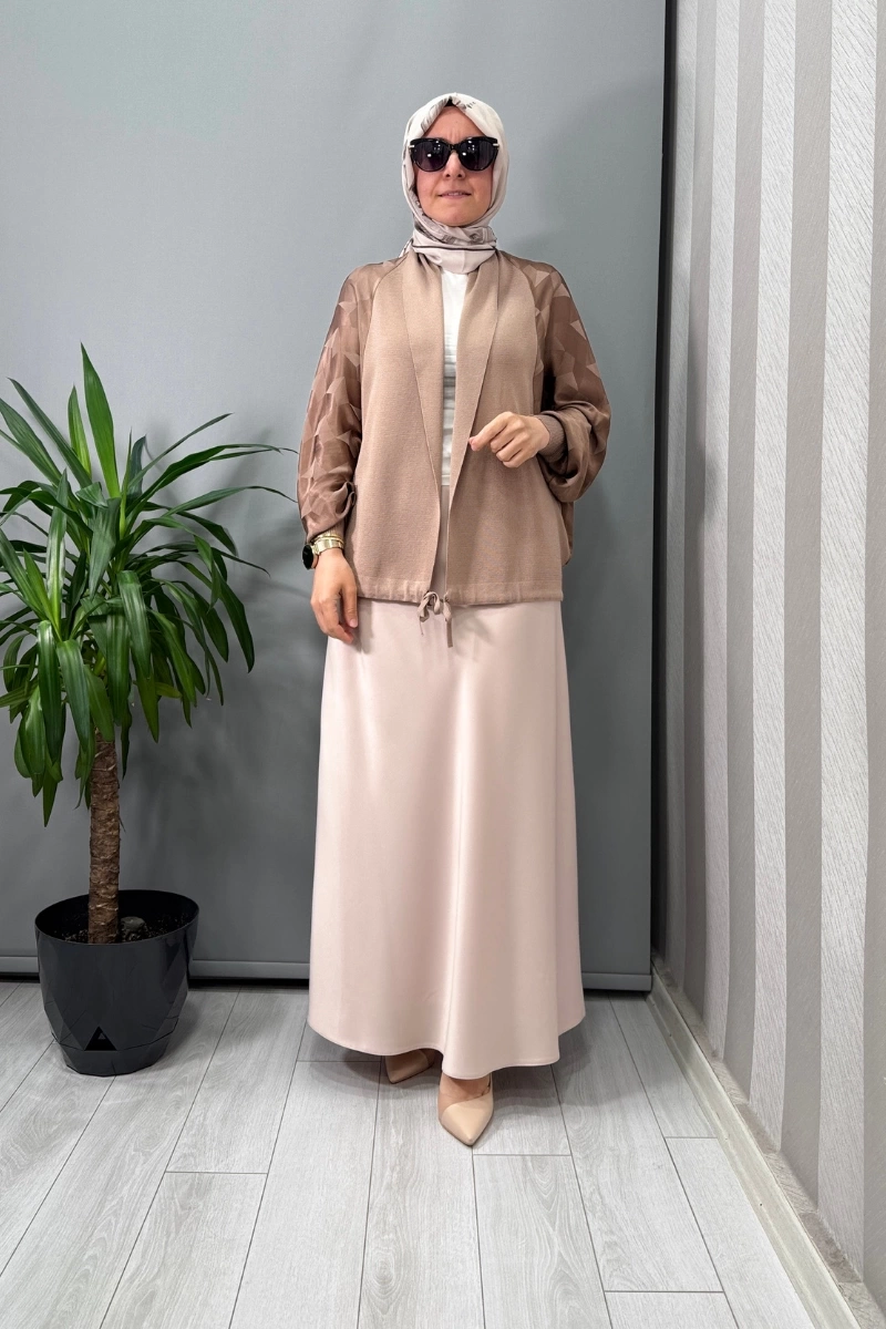Ghisa Üçgen Desenli Hırka Vizon 25YÖRHRK3157