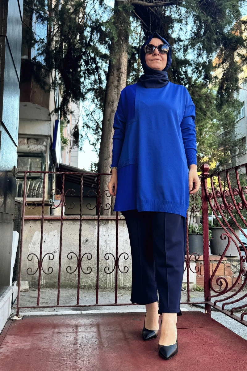 İnvee Triko Tunik Saks 6986
