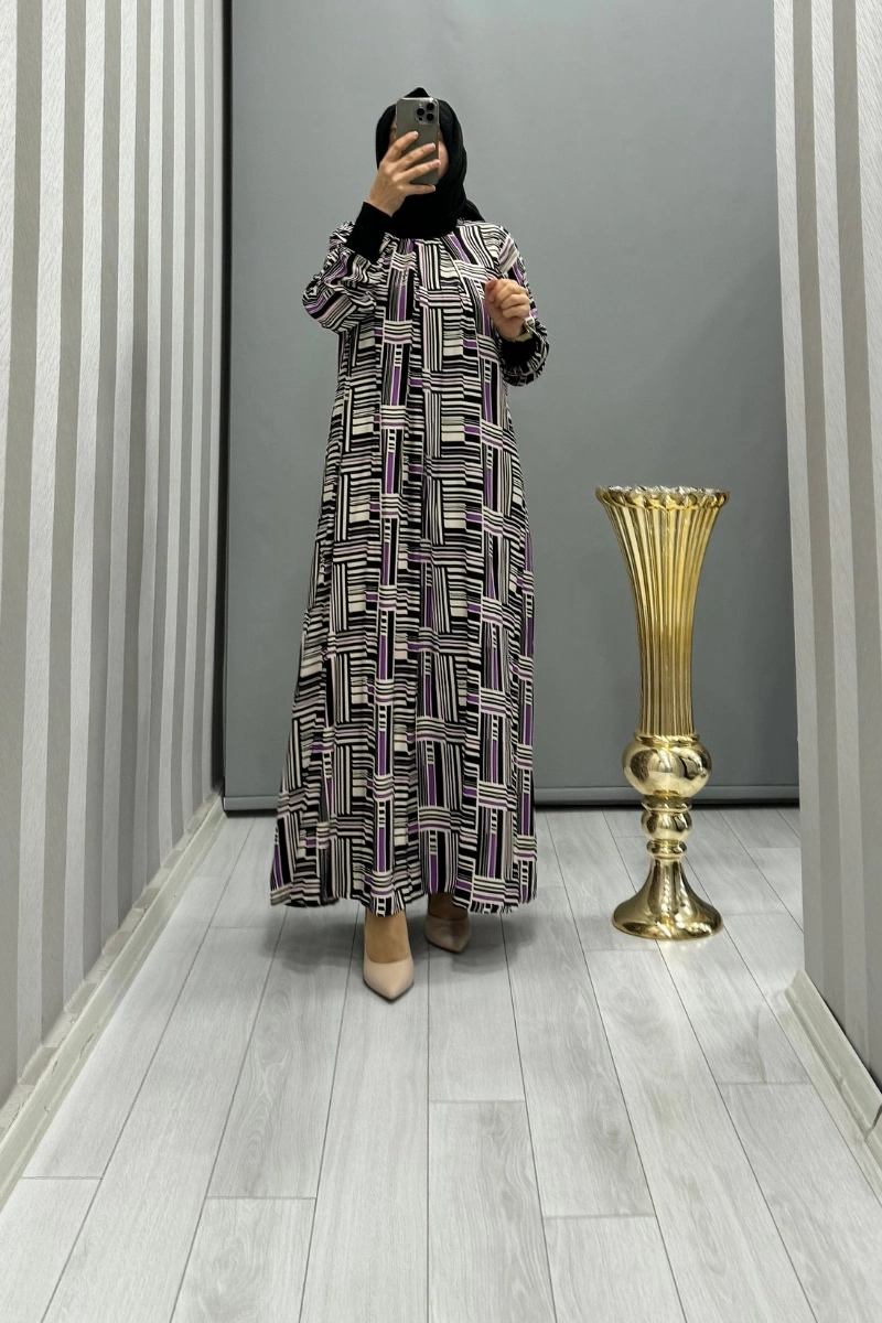 İnvee Yakadan Pileli Elbise 6885