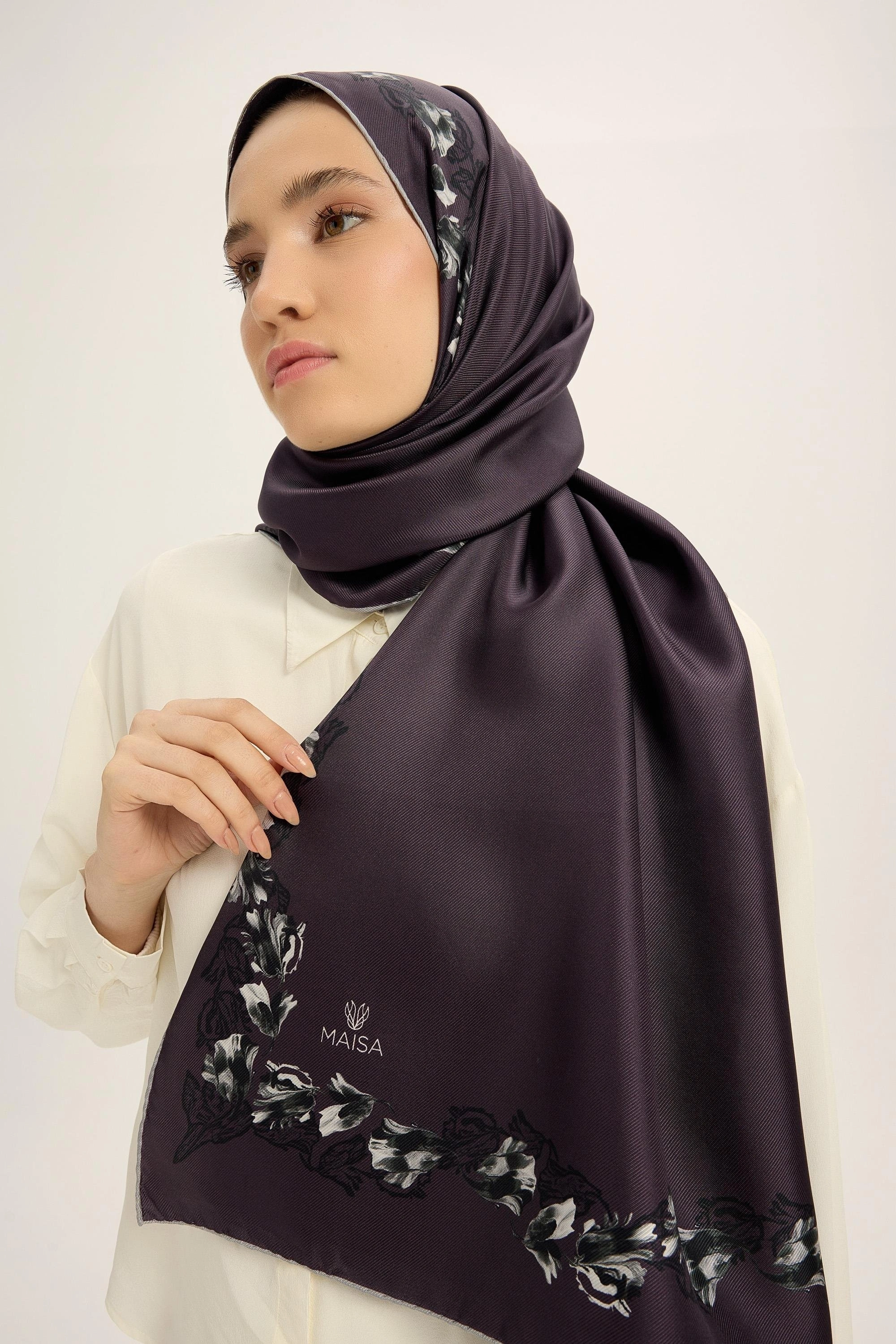 Maisa BADE MULBERRY İPEK ŞAL 70*190 CM - MÜRDÜM