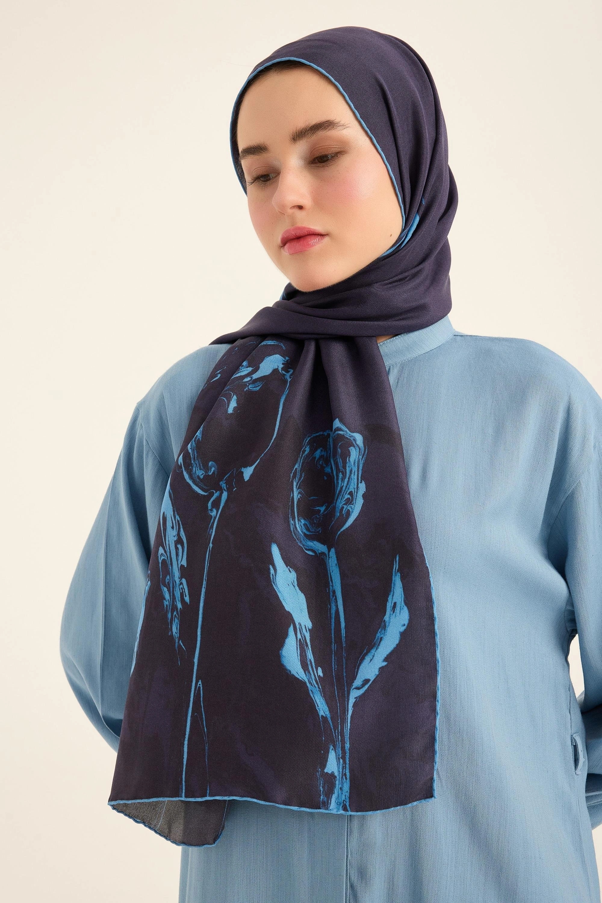 Maisa EVA PAMUK İPEK ŞAL 70*190 CM - LACİVERT