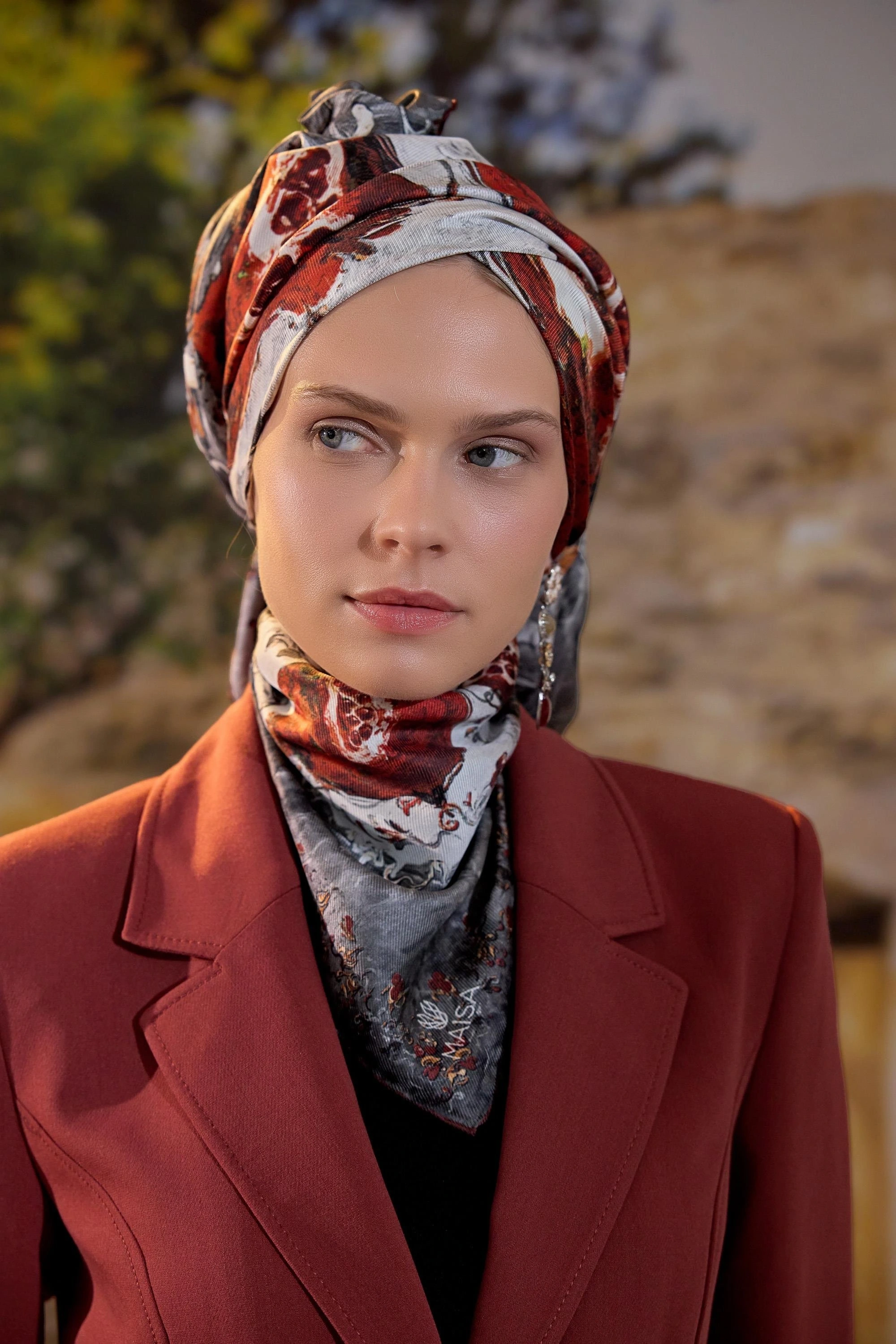 Maisa GÖKNAR MULBERRY İPEK EŞARP 90*90 CM - BORDO