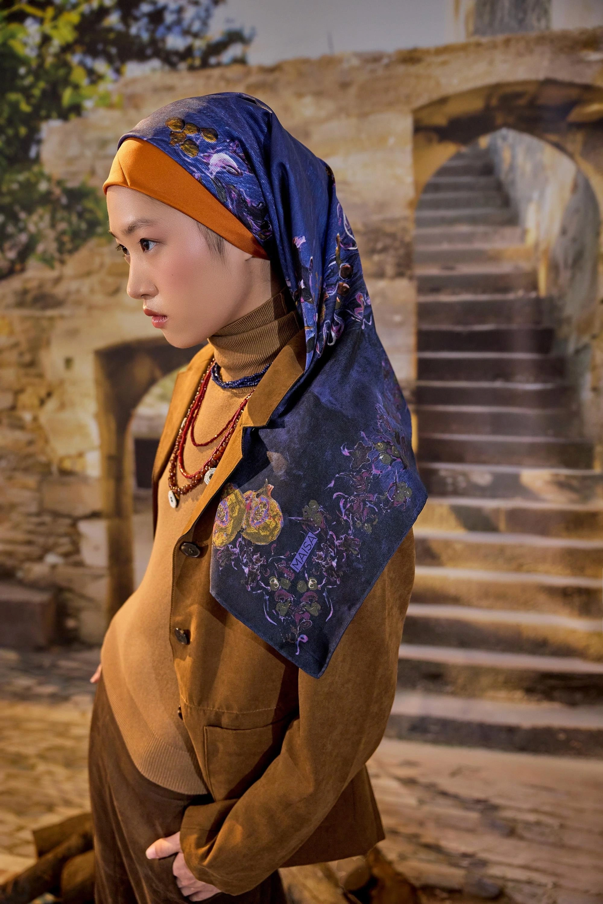 Maisa GÖKNAR MULBERRY İPEK EŞARP 90*90 CM - LACİVERT