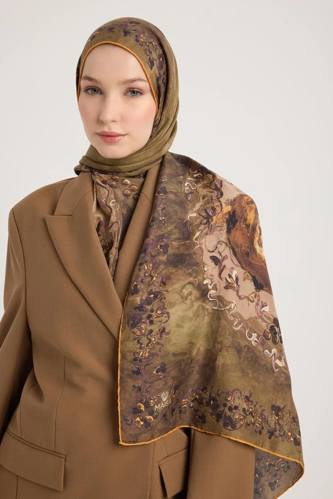 Maisa GÖKNAR PAMUK İPEK ŞAL 70*190 CM - ACI KAHVE