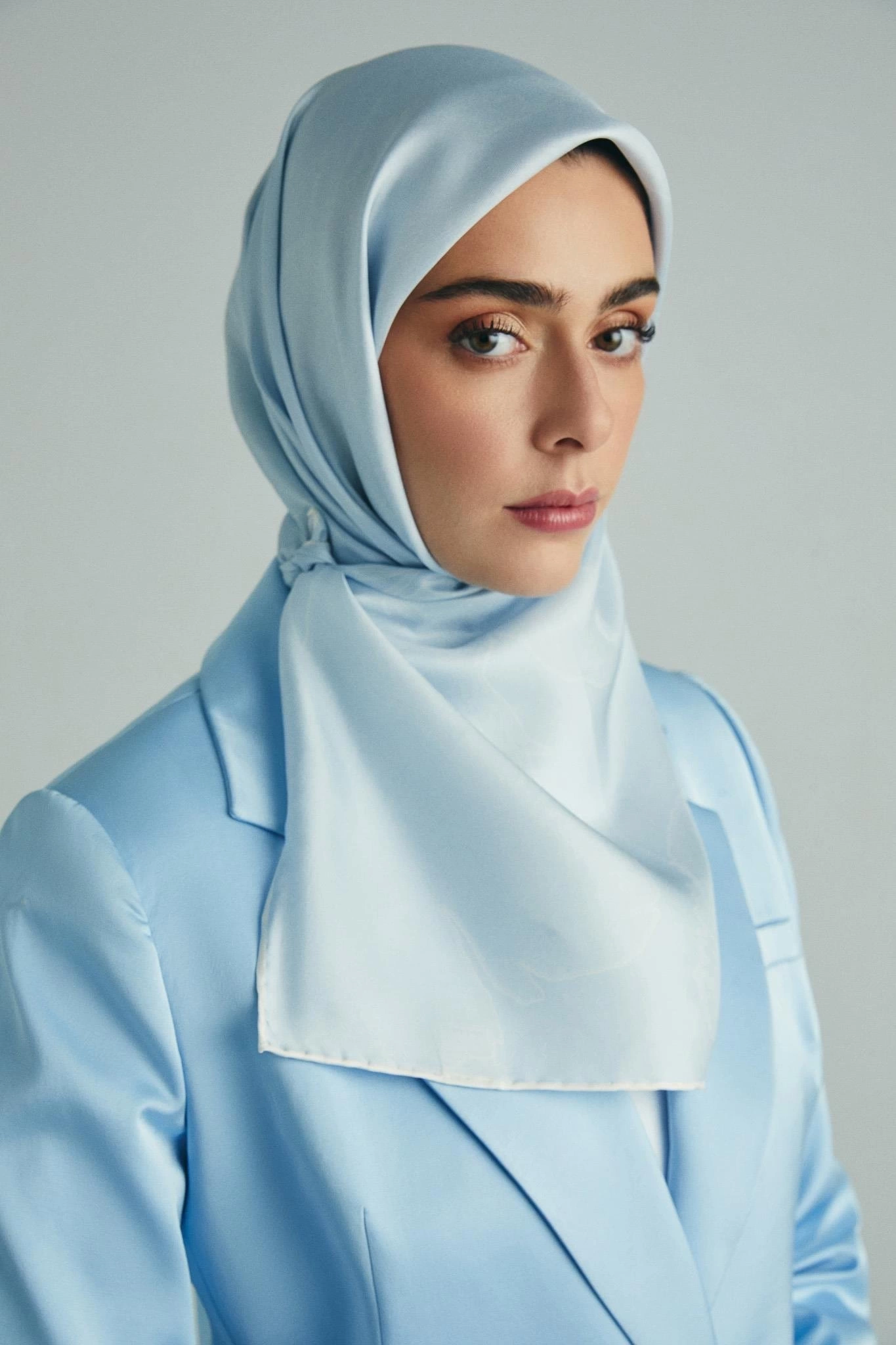 Maisa HALE TİVİL İPEK EŞARP 90*90 CM - BEBE MAVİSİ