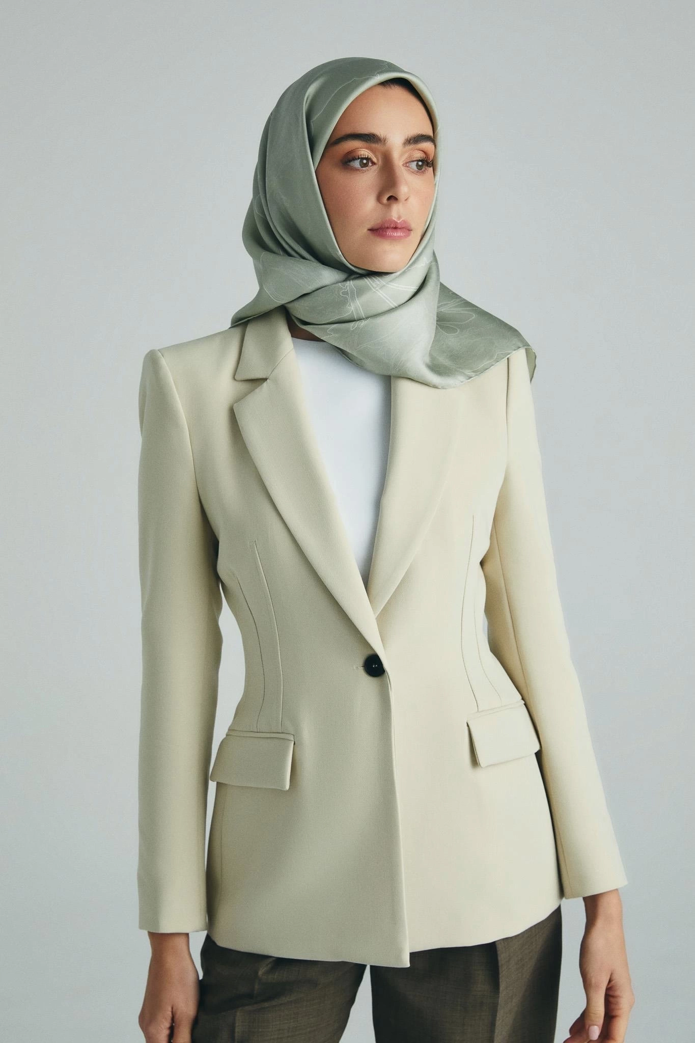 Maisa HALE TİVİL İPEK EŞARP 90*90 CM - FISTIK