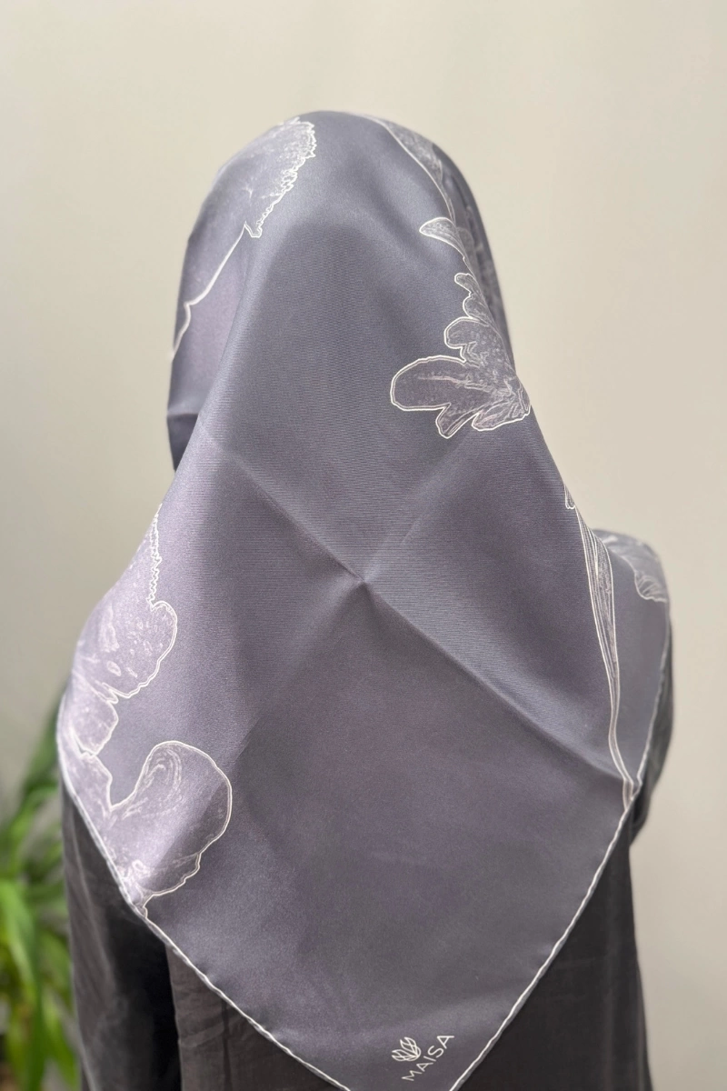 Maisa HALE TİVİL İPEK EŞARP 90*90 CM - KOYU GRİ