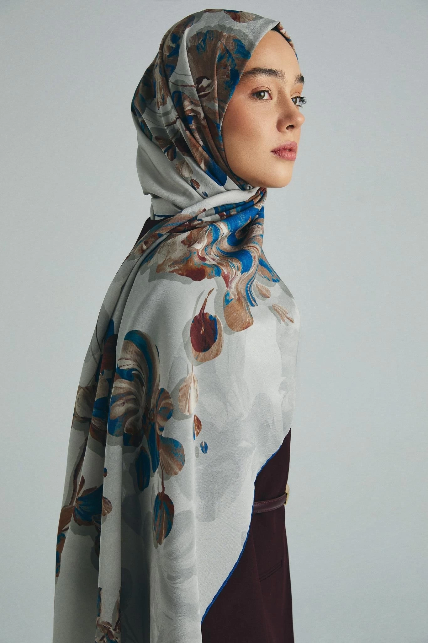 Maisa KEHRİBAR KREP İPEK ŞAL 70*190 CM - GRİ