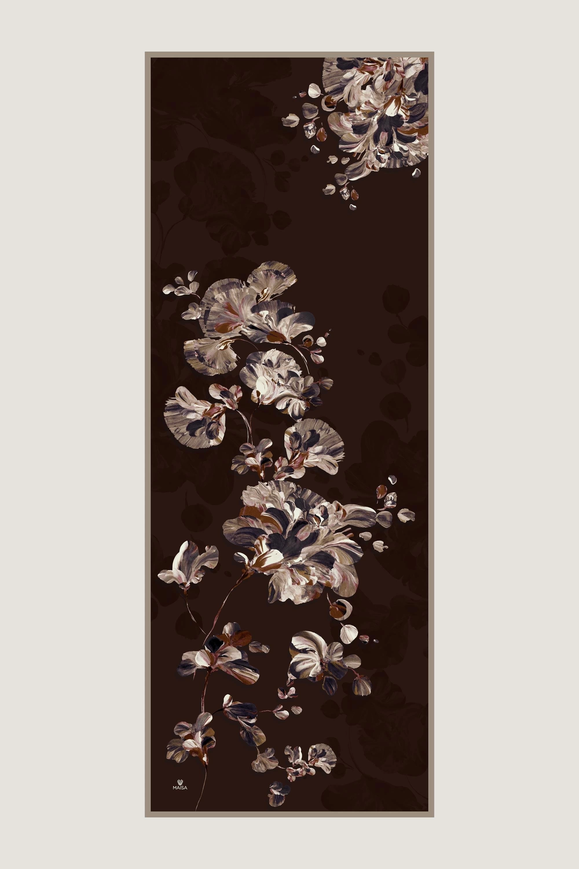 Maisa KEHRİBAR KREP İPEK ŞAL 70*190 CM - KAHVERENGİ