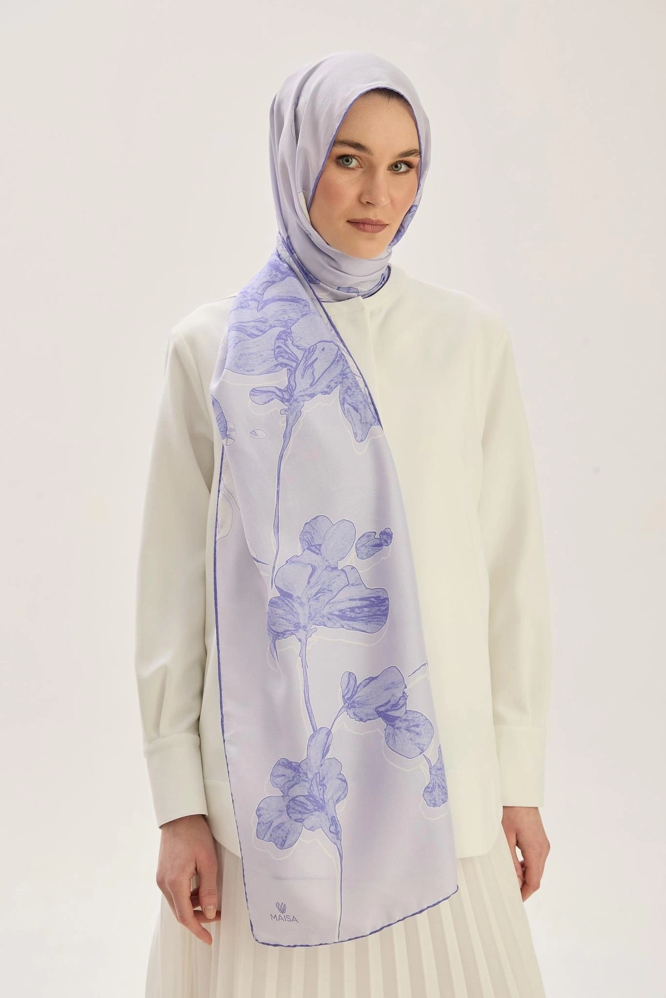 Maisa KEHRİBAR PAMUK İPEK ŞAL 70*190 CM - MOR
