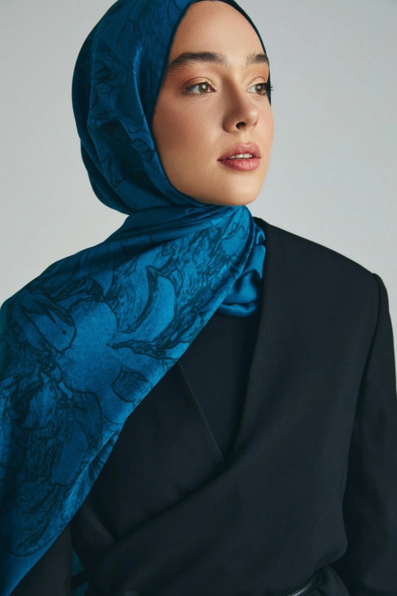 Maisa KEHRİBAR PAMUK İPEK ŞAL 70*190 CM - PETROL MAVİSİ