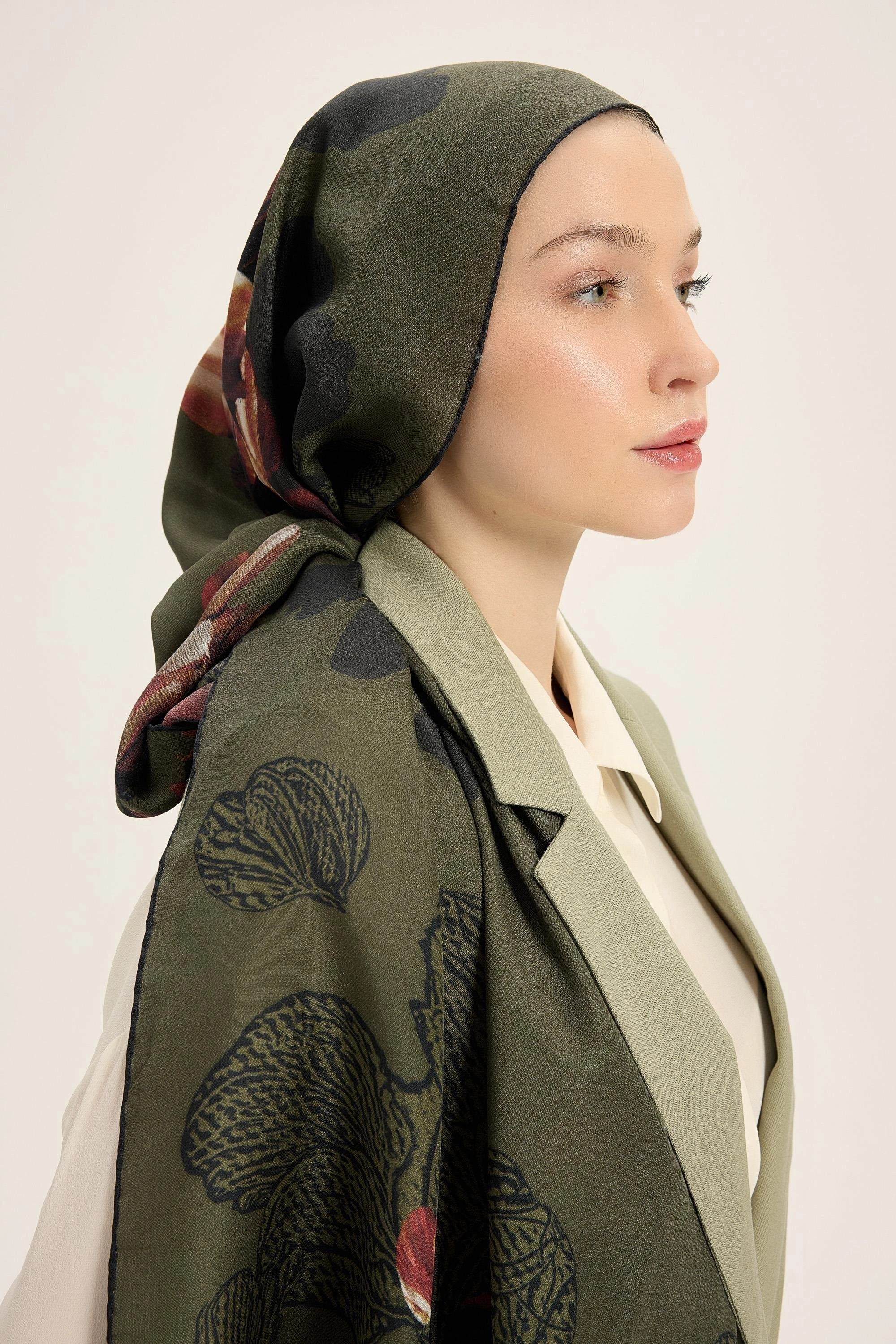 Maisa LAL PAMUK İPEK ŞAL 70*190 CM - HAKİ