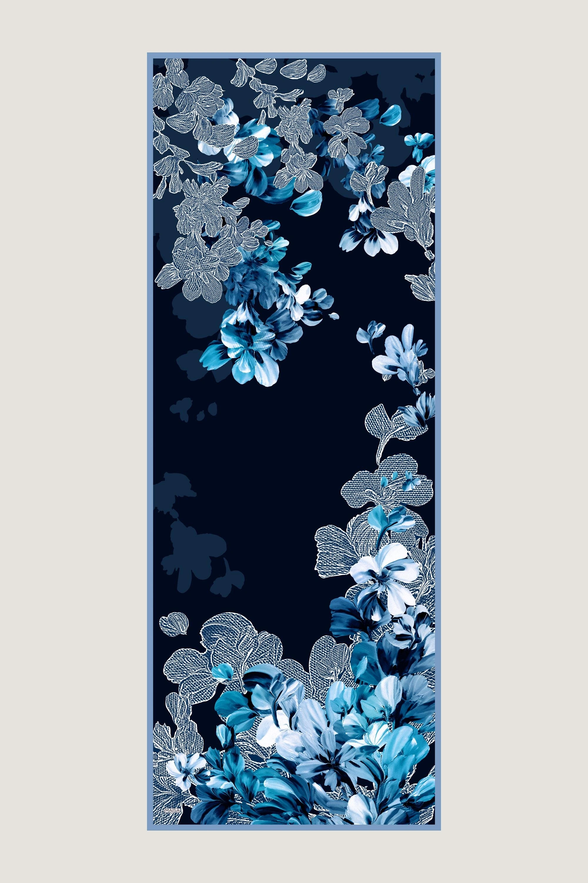 Maisa LAL PAMUK İPEK ŞAL 70*190 CM - LACİVERT