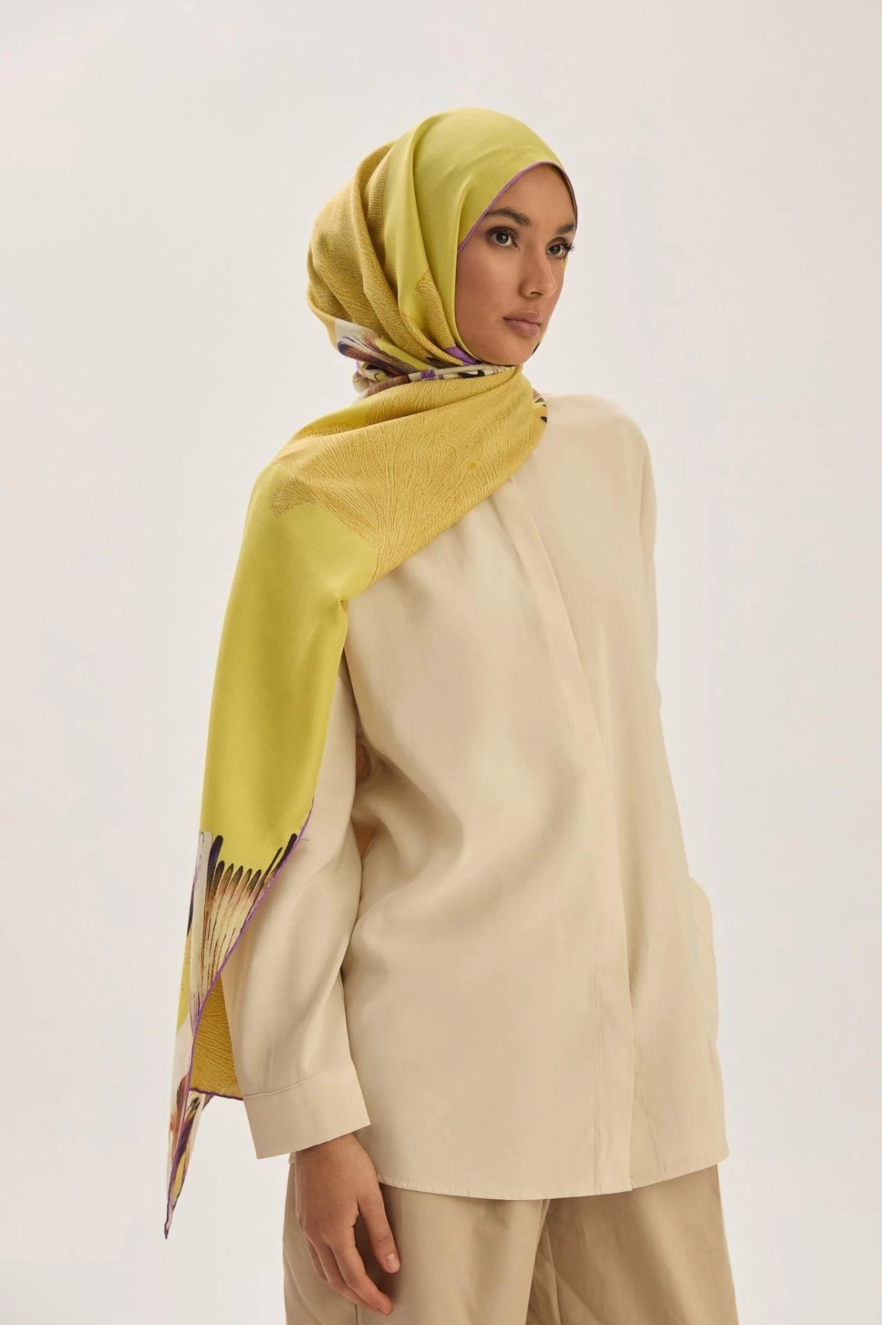 Maisa MİRA PAMUK İPEK ŞAL 70*190 CM - HARDAL