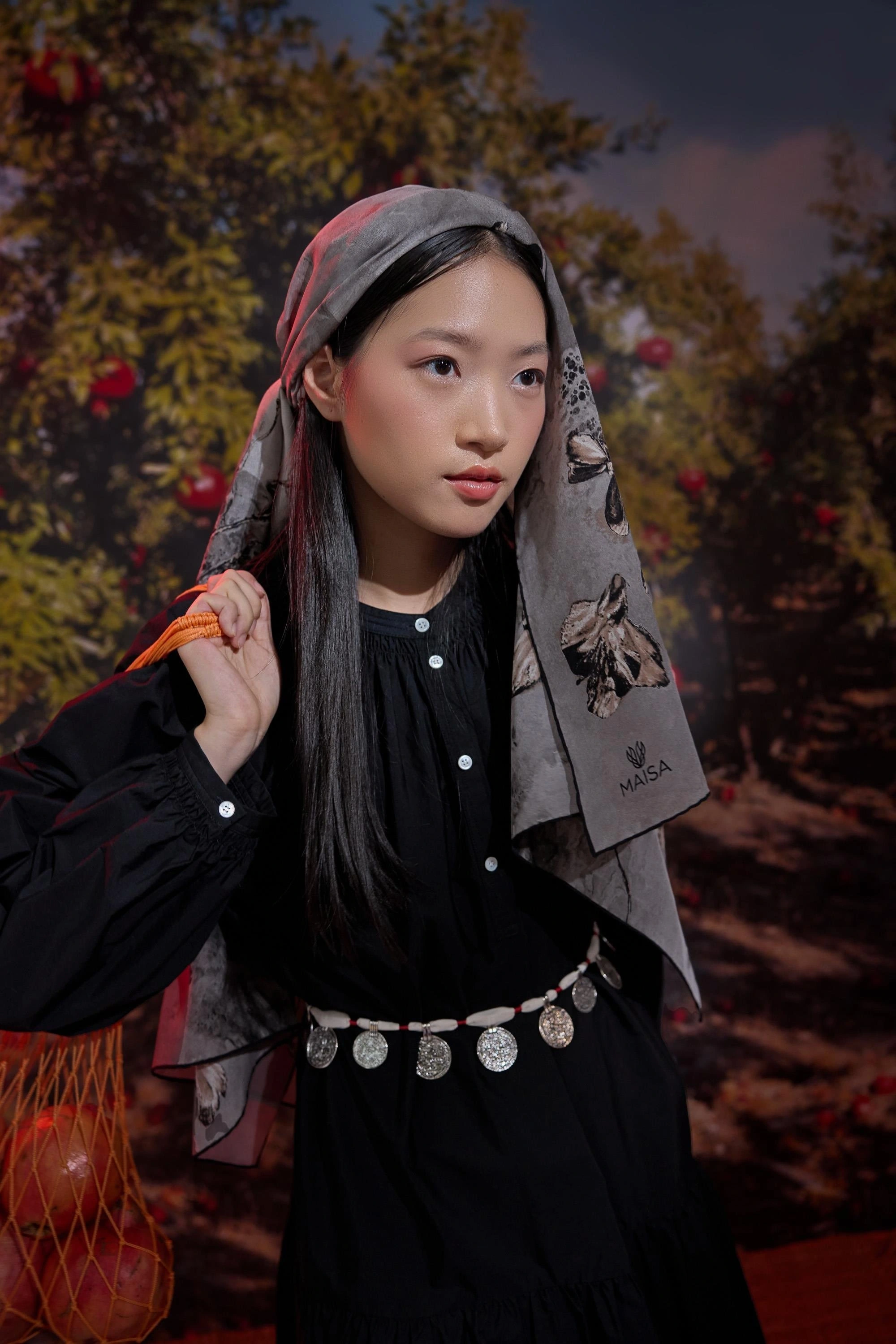 Maisa NARİN KREP İPEK ŞAL 70*190 CM - GRİ