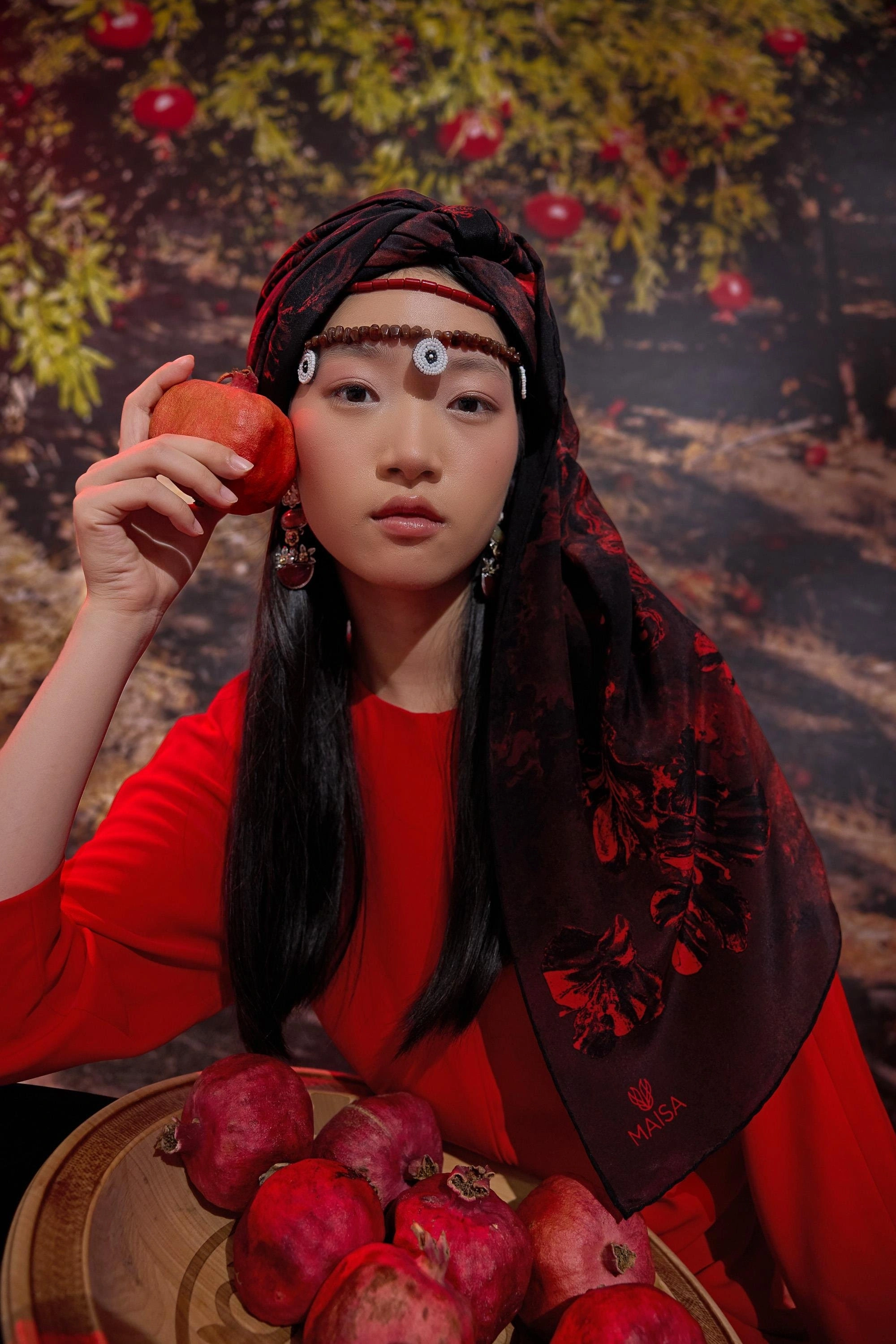 Maisa NARİN KREP İPEK ŞAL 70*190 CM - BORDO